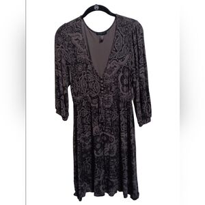 Banana Republic Black and Gray Midi Dress